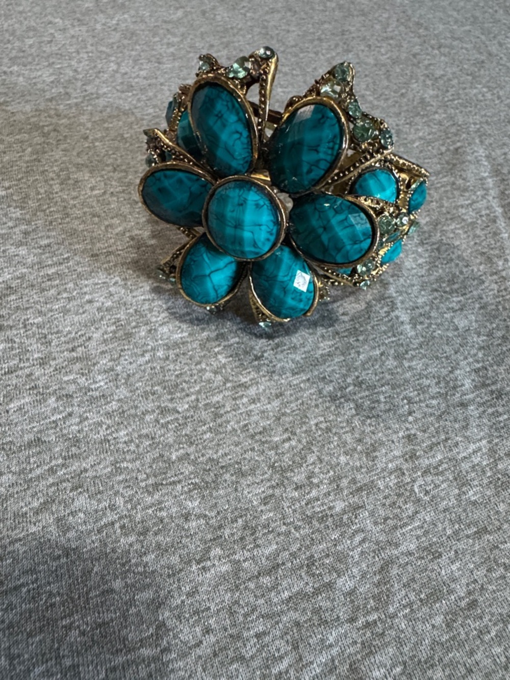 Source Unknown Teal Floral Bracelet